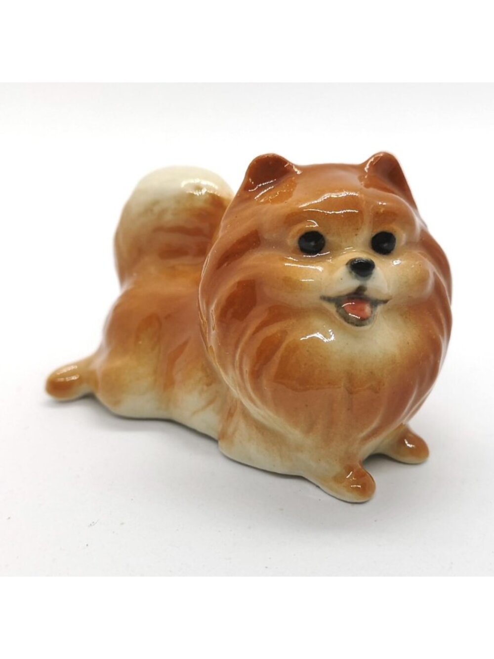 Charming Handmade Ceramic Pomeranian Figurine | Cute Dog Lover Shelf Decor